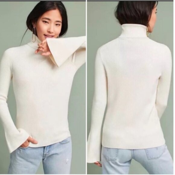 Anthropologie Moth Ribbed Knit Turtleneck Top - Picture 1 of 9